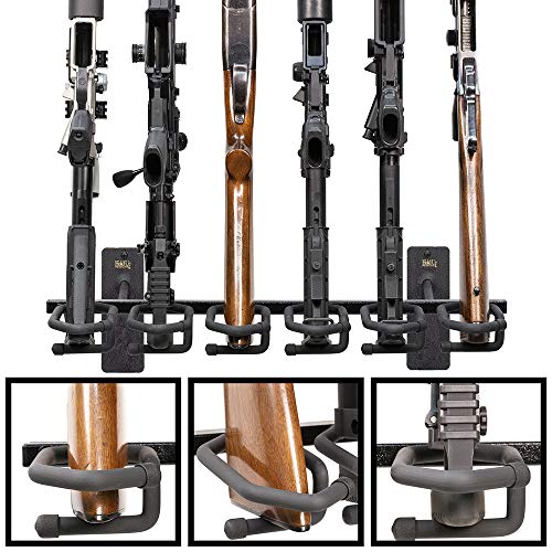 Hold Up Displays - Gun Rack And Rifle Storage Holds 6 Winchester Remington Ruger Firearms And More - Heavy Duty Steel - Made In Usa #TOP3