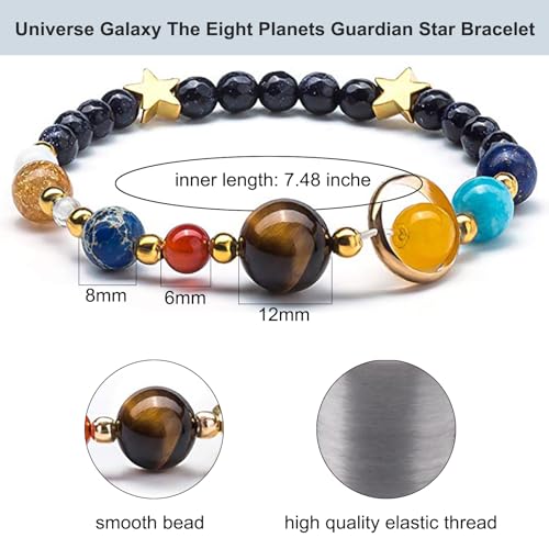 Planet Bracelet Solar System,Universe Galaxy Guardian Space Bracelets,Solar System The Eight Planets Beaded Space Bracelet Gifts for Men Women3