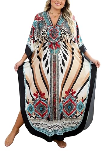 Image of Kaftan Dress for Women - Plus Size Caftan Maxi Beach Dress Moo Moos Loungewear, Swimsuit Cover Up for Beach, Pool or Vacation
