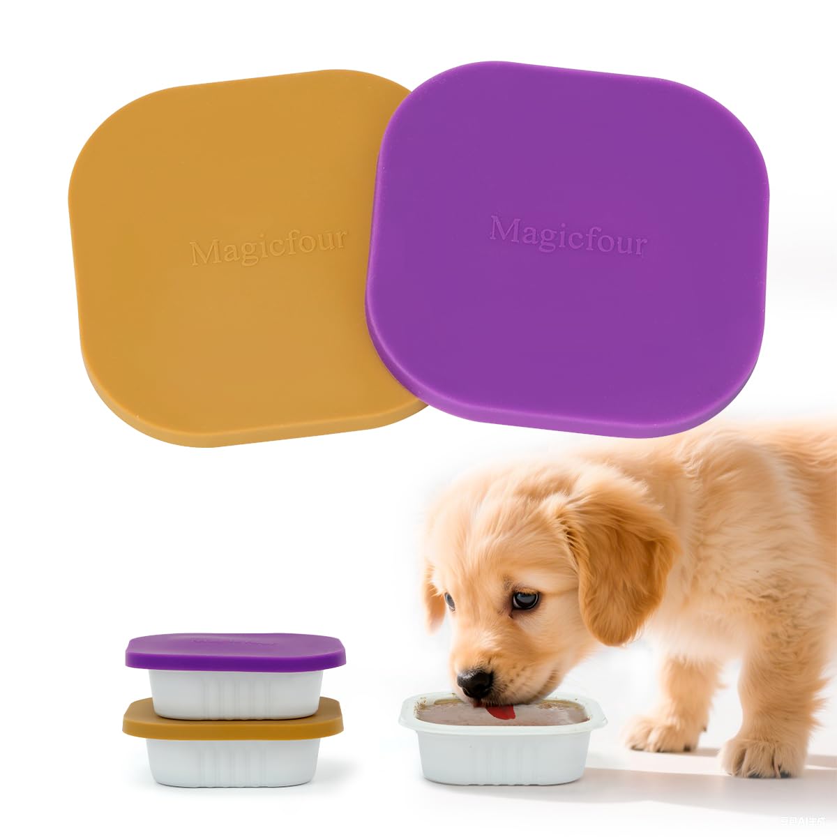 Magicfour Dog Food Can Cover Lid for Cesar, 3 Pcs Silicon Can Sealer Saver Top Cap for Small Dog Pet