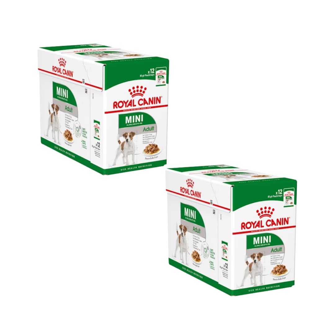 Royal Canin Mini Adult | Doppelpack | 2 x 12 x 85 g | Nassfutter für erwachsende kleine Hunde | mit EPA & DHA