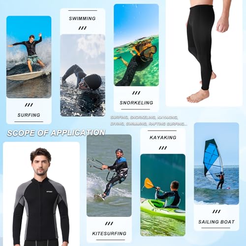 Men 2mm Wetsuits Jacket & 3mm Pants, Neoprene Long Sleeve Wet Suit Shirt Adult Youth Keep Warm for Swimming Surfing Diving Snorkeling Water Sports (Tops XXL, Pants XXL) miniatura 2