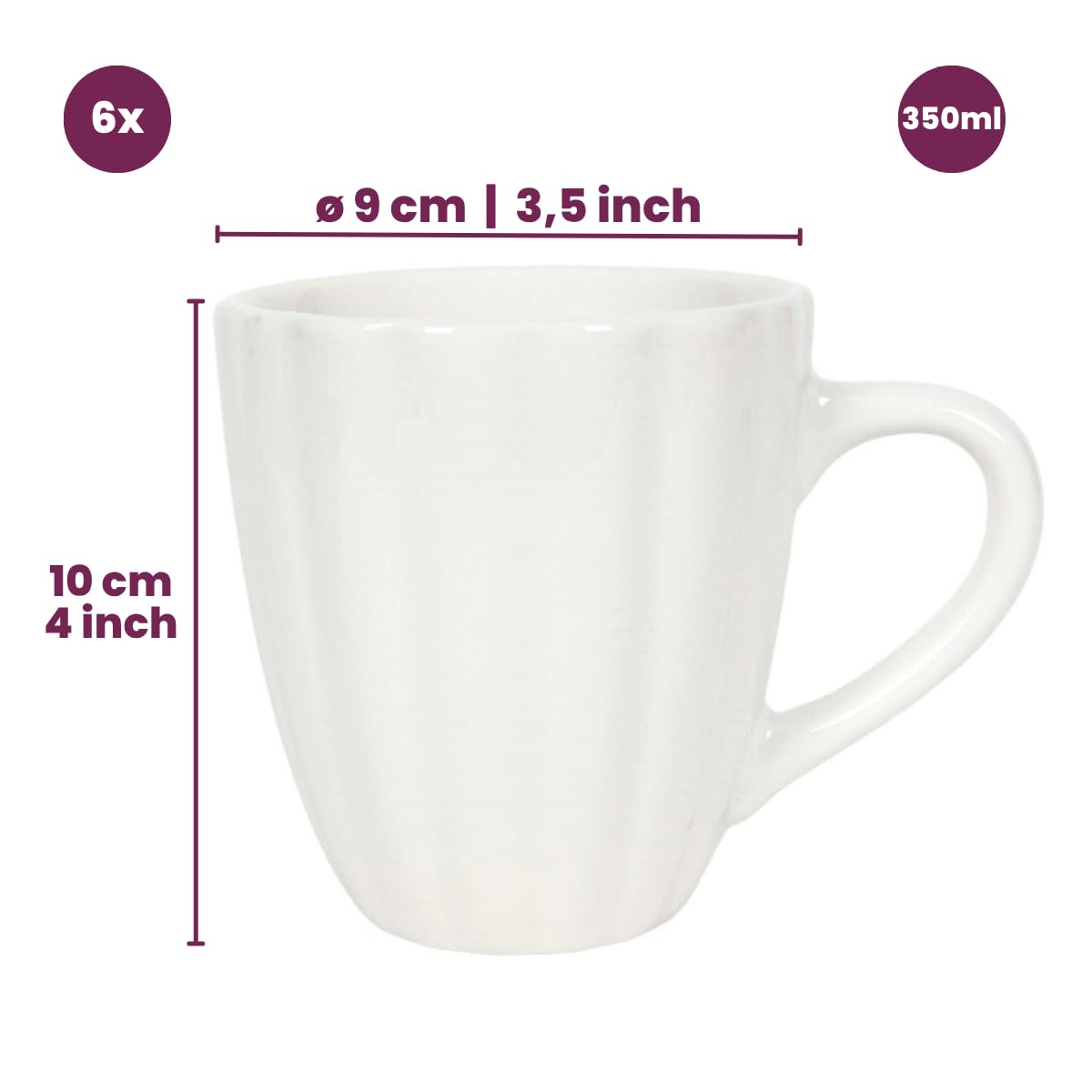 Cookinglife Filiżanki Cardida Off White 350 ml - 6 sztuk