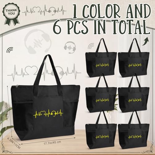 6 Bolsas Tote de Agradecimiento para Despachador con Bolsillo de Malla miniatura 2