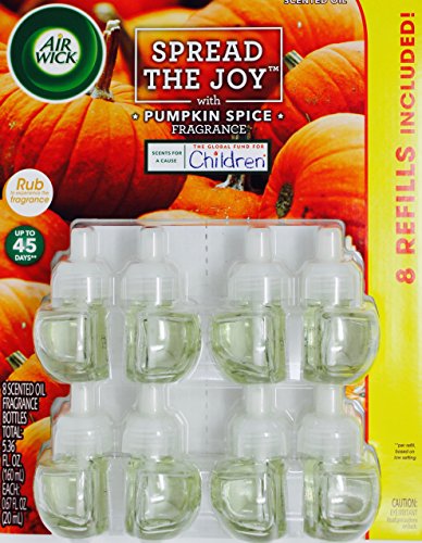 Air Wick Spread the Joy Pumpkin Spice, 8 Scented Oil Refill Bottles