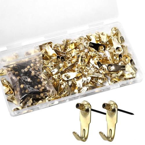 Image of TOPZEA 100 Set of Plaster Wall Picture Hangers Hooks, 20 lb Professional Picture Hanging Hook Kit Reusable Art Hanger with Nails for Drywall Wooden Wall Mounting, Picture Hang Solutions