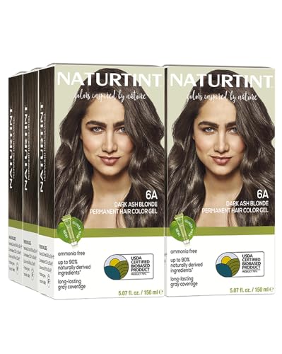 Image of Naturtint 6A Dark Ash Blonde Permanent Hair Color (Pack of 6), Ammonia Free, Vegan, Cruelty Free, up to 100% Gray Coverage, Long Lasting Results (Packaging may vary)