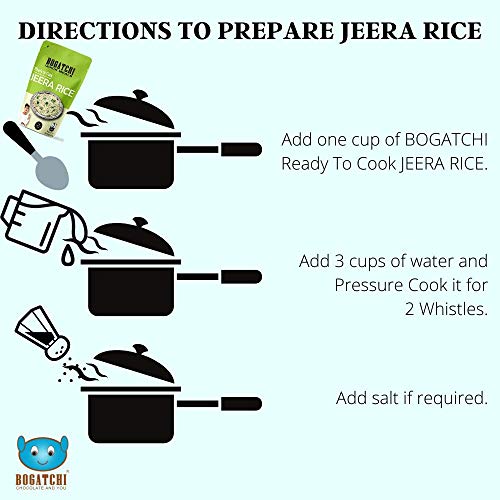 Image of BOGATCHI Quick Meals - Ready to Cook Authentic JEERA Rice - 200 g, Ready to Eat Meal, Delicious and Tasty Instant Meal, 100% Natural Ingredients, No Preservatives, No Artificial Flavours & Colours