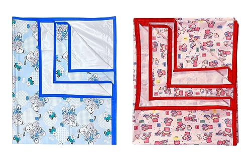 Image of EcoSoft Plastic Sheet,PVC Sheet for Kids,Rubber Sheet for Babies,Bed Wetting Protector(90 x 135 cm) (Blue Bear & BB Pink)