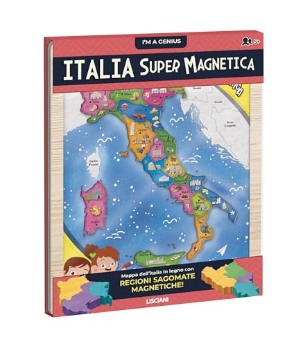 Puzzle in legno 30 x 40 cm, con regioni Sagomate magnetiche, scopri monumenti e curiosità