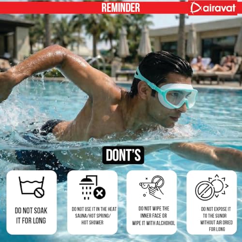 Image of AIRAVAT Shore swimming goggles, polycarbonate goggles, No Leaking Anti-Fog Pool Goggles for Adult Men Women Youth, UV Protection, 180 Clear Vision, Free size (White Combo)