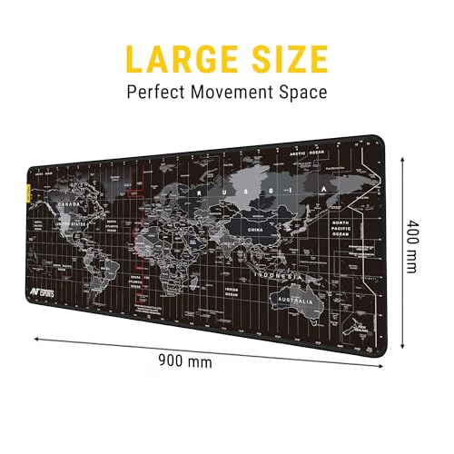 Image of Ant Esports Dual Sided Atlas and Excel Shortcuts Mousepad Gaming Extended Mousemat for Mouse Keyboard Stitched Edges Waterproof Non-Slip Base Mousepads for Office Home Shop Gaming Extra Large Black
