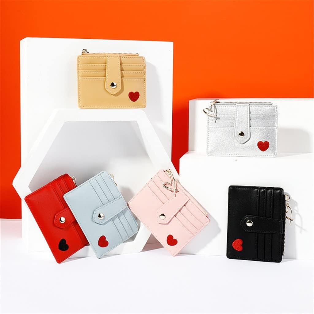 女性複数スロットカードホルダーハート型刺繍小さな薄い女性の財布の女性コイン財布 (Color : F) キュンとするかわいさのPINK／ VIS  ハートカットミニ財布 PINK | 雑誌付録ダイアリー【発売予定・レビューブログ】