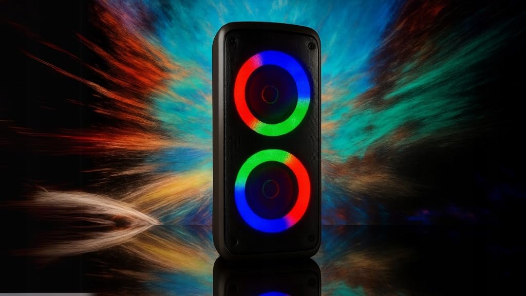 Media-Tech FUNBOX BT MT3181 Karaoké Enceinte Bluetooth Portable avec Microphone Bluetooth 40 W RMS, Prend en Charge Les Cartes Micro SD, éclairage Couleur RVB