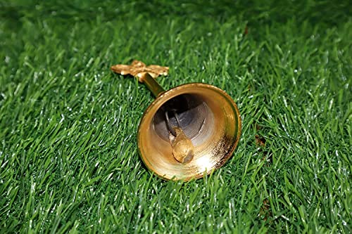 Denique Metal Hand Held Temple Bell Pooja Garud Ghanti.Religious and Spiritual Item.Height Inch 4 1