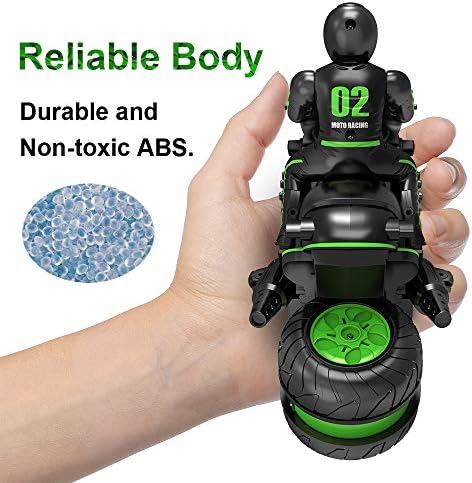 RC Motorcycle, Kids Remote Control Motorcycle Double Sided Flips 360°Rotating Stunt Car for Boys,2.4Ghz High Speed Rock Crawler Vehicle with 4 Batteries,Gift for Kids Age 4,5,6,7,8 and Up Year Old