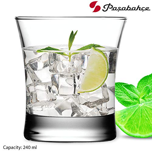 Pasabahce Azur Glass Tumbler from The Original Pasabahce from Turkey | Durable & Stylish Glassware for Water, Juice, Cold Drink Tumbler Set of 6 Pcs, 240 ml, Clear | Easy To Clean & Dishwasher Safe. 1