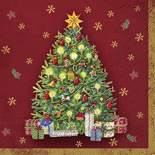 IHR Ideal Home Papierservietten DARIO Red, 20 Cocktail-Servietten, 25x25 Cm, Nachhaltig In Deutschland Gedruckt
