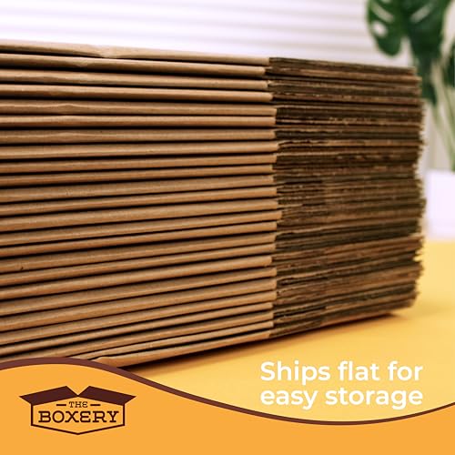 Image of The Boxery 9 inchx4 inchx4 inch Corrugated Cardboard Boxes 25-Pack | Durable ECT 32 Corrugated Shipping Boxes for Mailing, Packing, Moving, and Storage - Recyclable and Made in the USA