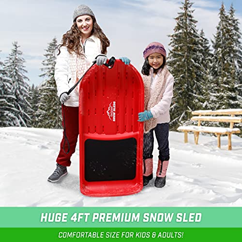 Gosports 2 Person Premium Snow Sled With Double Walled Construction, Pull Strap And Padded Seat - Red #TOP6