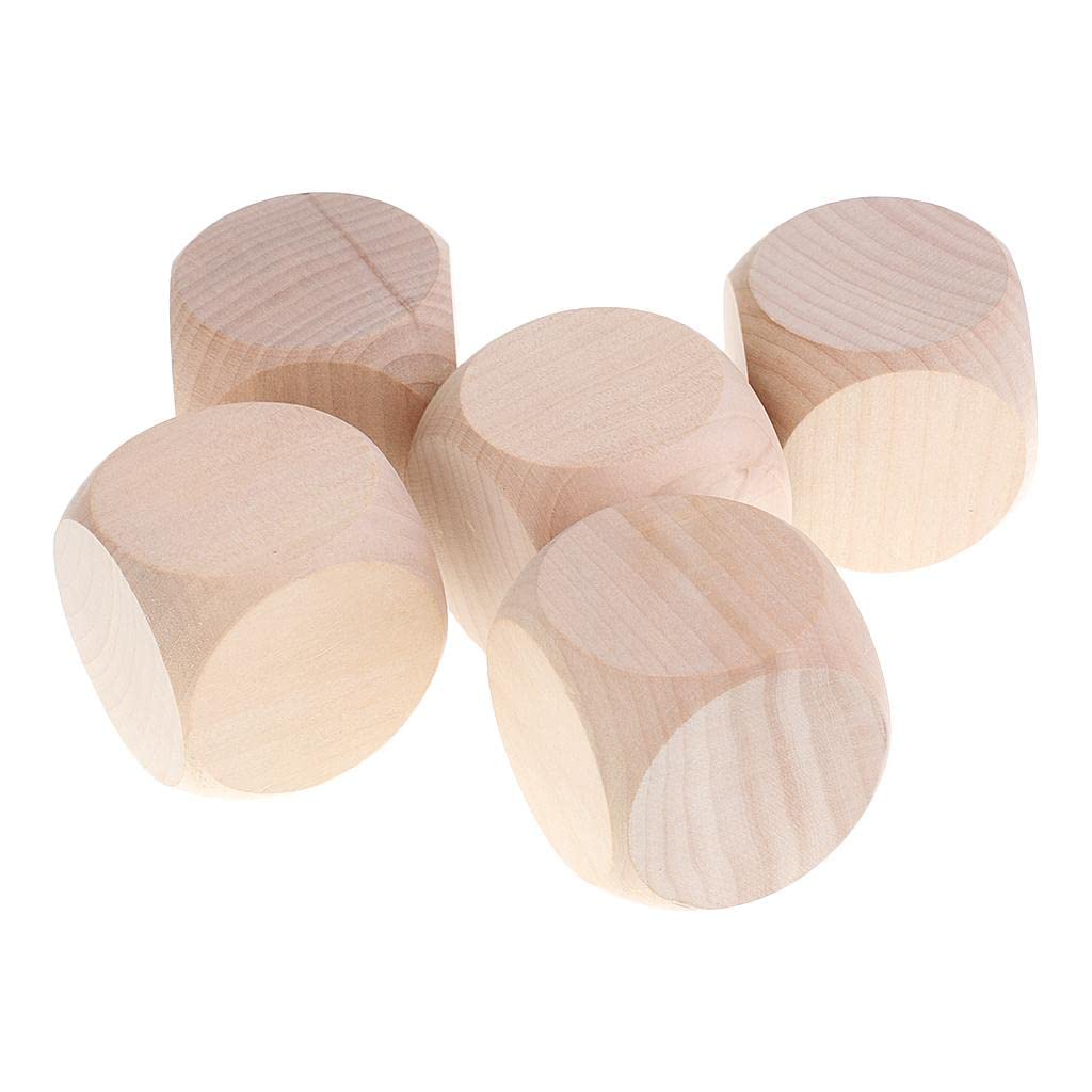Dadi Vuoti in Legno D6 3 cm per DIY Decorazione, 5 Pezzi, 60mm