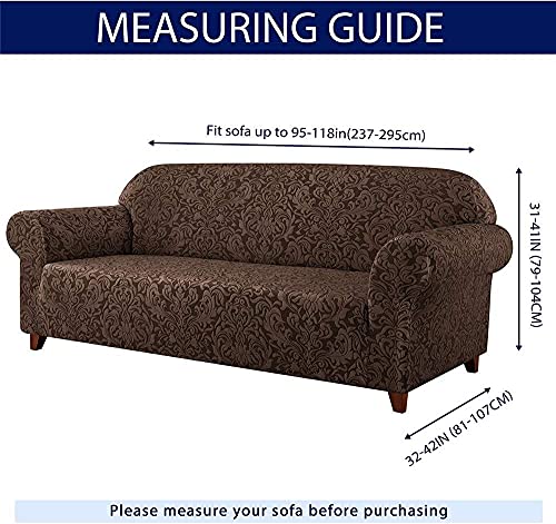 Sbtxhjwcgld 1-Piece Universal Sofa Covers, Jacquard Damask Stretch Sofa Cover Armchair Covers 1 2 3 4 Seater Polyester Spandex Floral Pattern Anti-Slip Couch Slipcover For Pets #TOP2