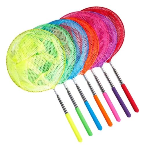 RoastMe捕虫網 5層伸縮式釣り捕虫網 蝶トンボ 伸縮式捕虫網 アウトドアツール コンパクト捕虫網 水陸両用ネットおもちゃ 軽量 調整可能 (開閉式ネットバッグ【ランダムカラー】5枚)
