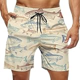 ビーチパンツ 魚柄 魚の種 メンズ サーフパンツ ハーフパンツ 短パン 海水パンツ 水着 夏用 水陸両用 ポケット付き 速乾 水泳 海 プール L