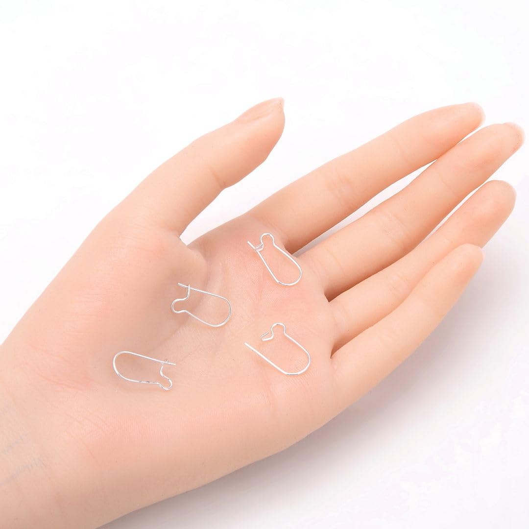 Adabele 50 Stück Ohrringhaken mit Sterlingsilber überzogen, Nieren-Ohrdraht, 18 mm