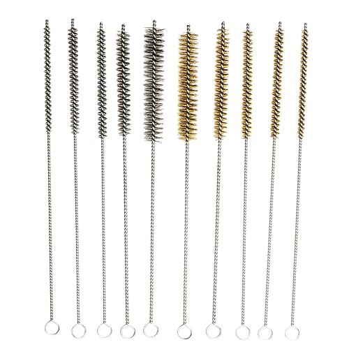 Kit di 10 spazzole per tubi, in ottone e acciaio inox, lunghezza 30,5 cm, dimensioni da 1/4' a 3/4'