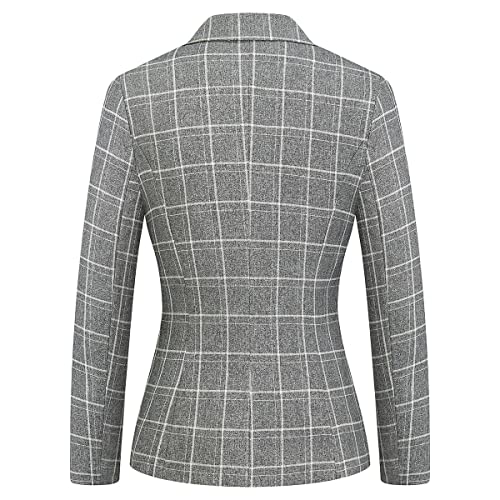 MODFUL Women's 2 Piece Business Plaid Suit Set Office One Button Slim Fit Blazer with Pant3