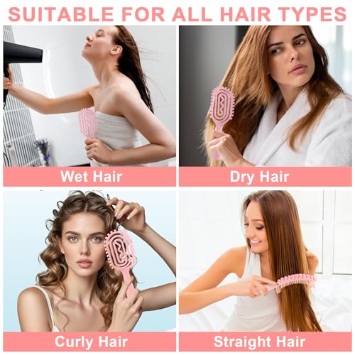 DUAIU Detangle Hair Brush Women, Vent Hair Comb for Detangling, Wet, Curly, Styling, Faster Drying, Scalp Massage, Bounce Effect - Image 5