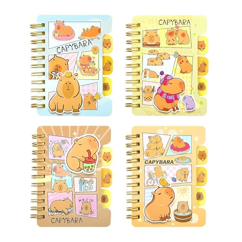 Mini carnet à spirale capybara imperméable lot de 4