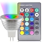 3-in-1 RGB Multi Color LED Spotlight Kit 45 Degree Beam Angle MR16 12V 3W Color Changing LED MR16 Light Bulb GU5.3 Base w/ 24-Key IR Remote Control, Prismatic Lens - Grey