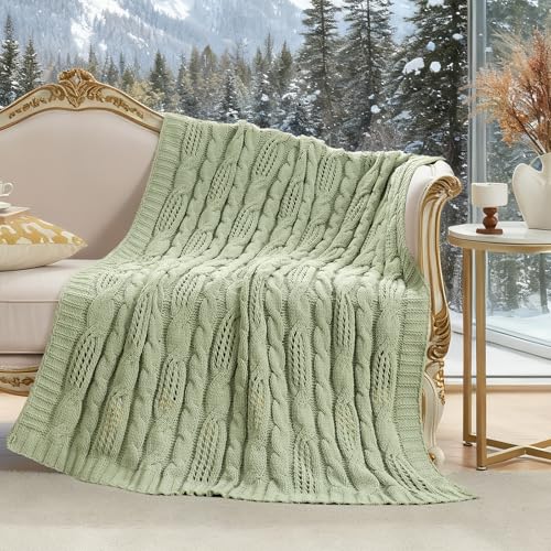 Amélie Home Chunky Knit Throw Blanket, Dual-Sided...