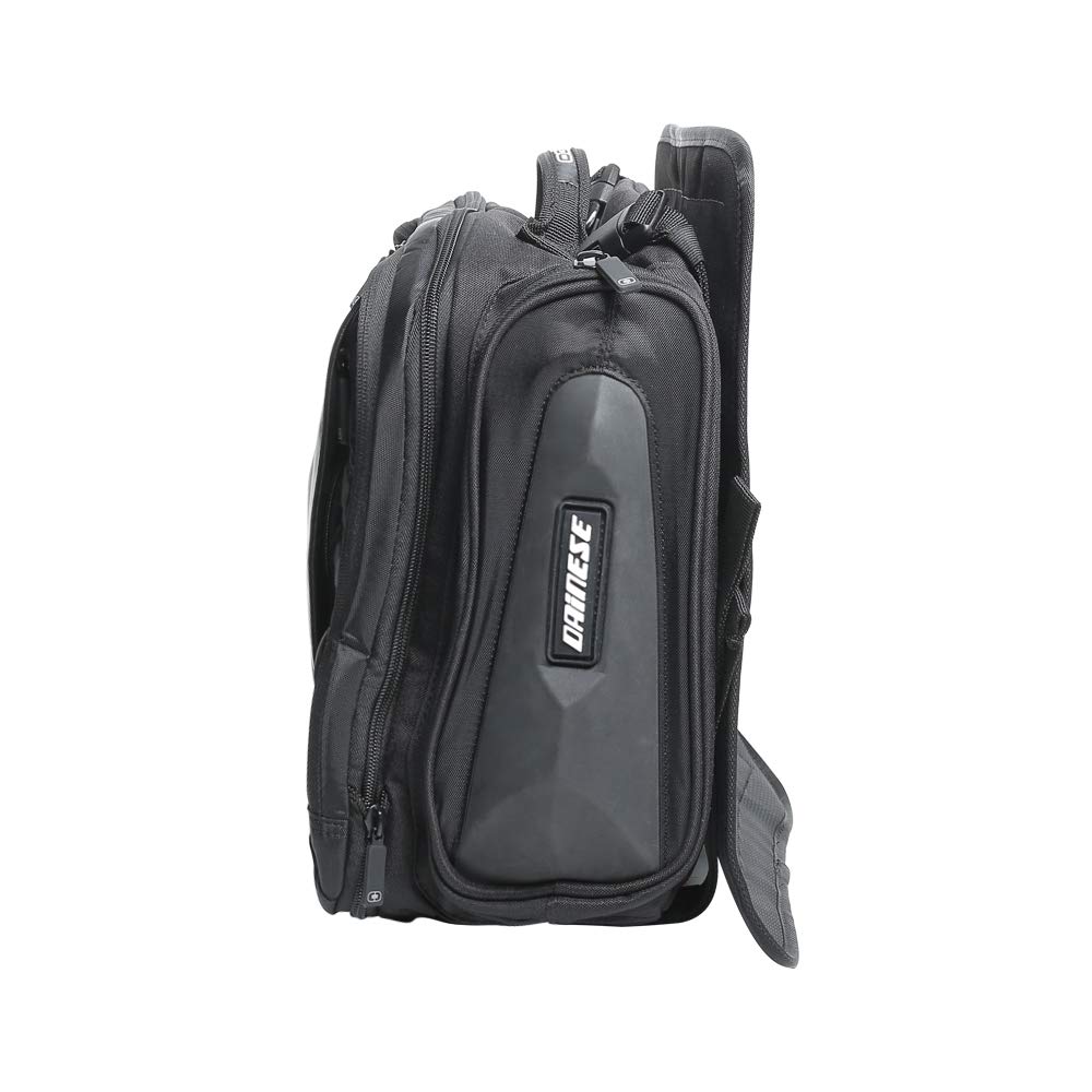 Dainese - D-Tail Motorcycle Bag, Bolsa Moto Trasera Expandible con Capucha para Lluvia, 20.9L, Ideal para Viajes, Bolsa de Sillín para Pasajero, Impermeable, Negro