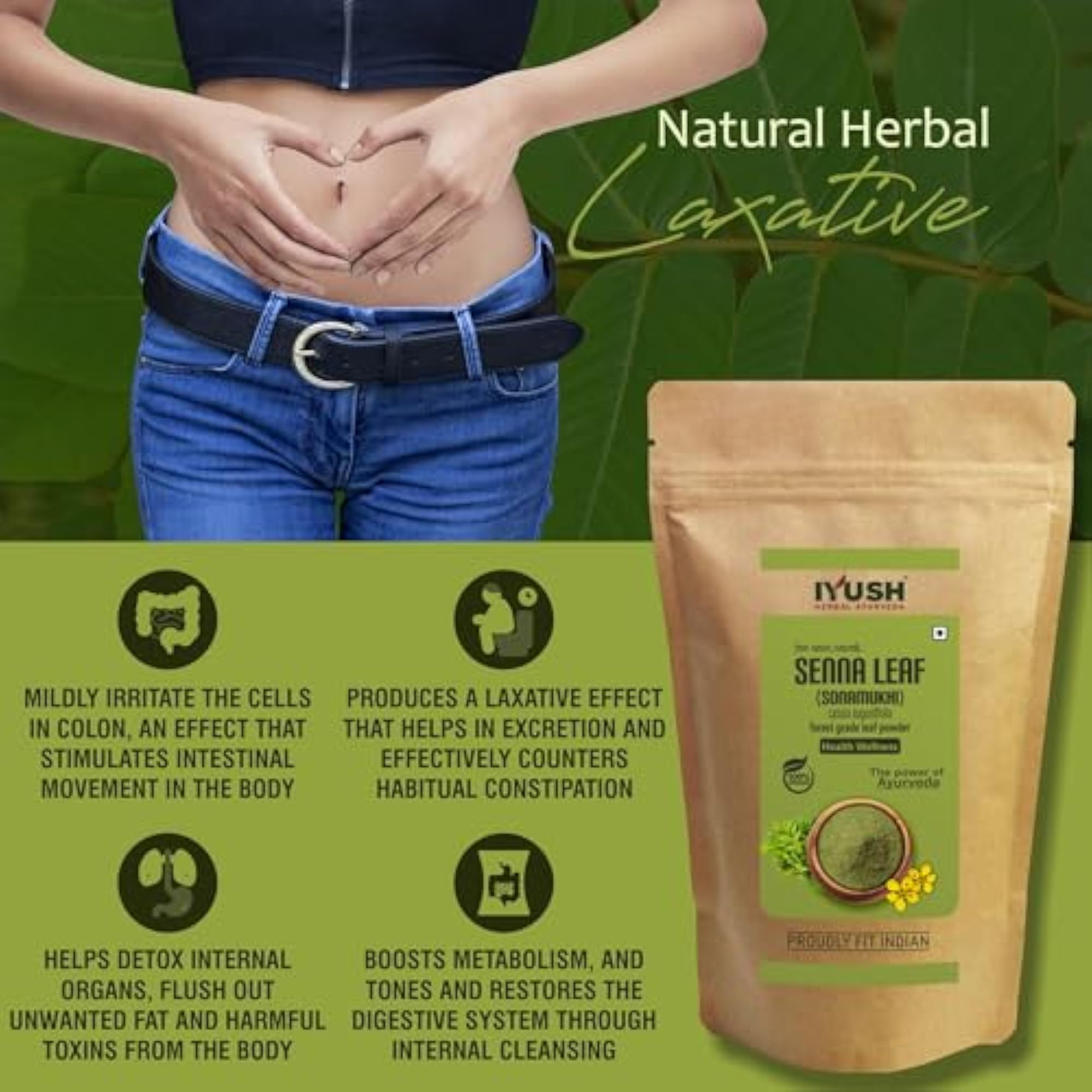 Herbal Ayurveda Senna Powder, Organic Sonamukhi Leaves
