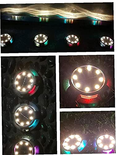 Zonne-grondverlichting Tuin Pathway Disk LED Waterdichte Decking Lamp Warm RGB Licht 4 Stks/Zonneverlichting Outdoor… - Afbeelding 7
