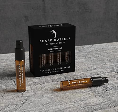 Beard Butler - Refreshing Beard Spray And Beard Moisturizer For Men | Travel Size (Portable) - Beard Hydration And Nourishment Spray - 2.75 Ml Bottles, 10 Pack (Scent: Deep Woods: Tea Tree + Peppermint) #TOP5