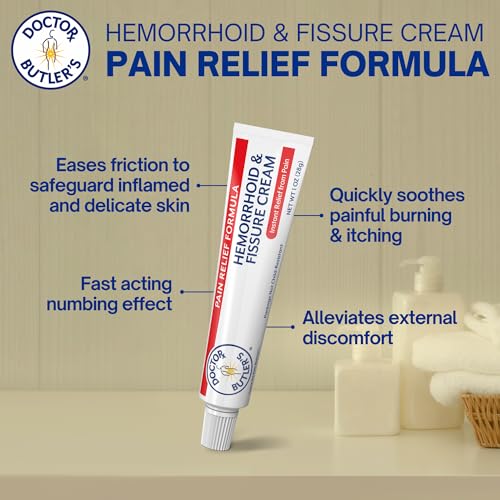 Image of Doctor Butler's Hemorrhoid & Fissure Cream - Instant Pain Relief with Lidocaine, Fast Acting Hemorrhoid Treatment for Relief from External Itching and Burning (1 oz.)