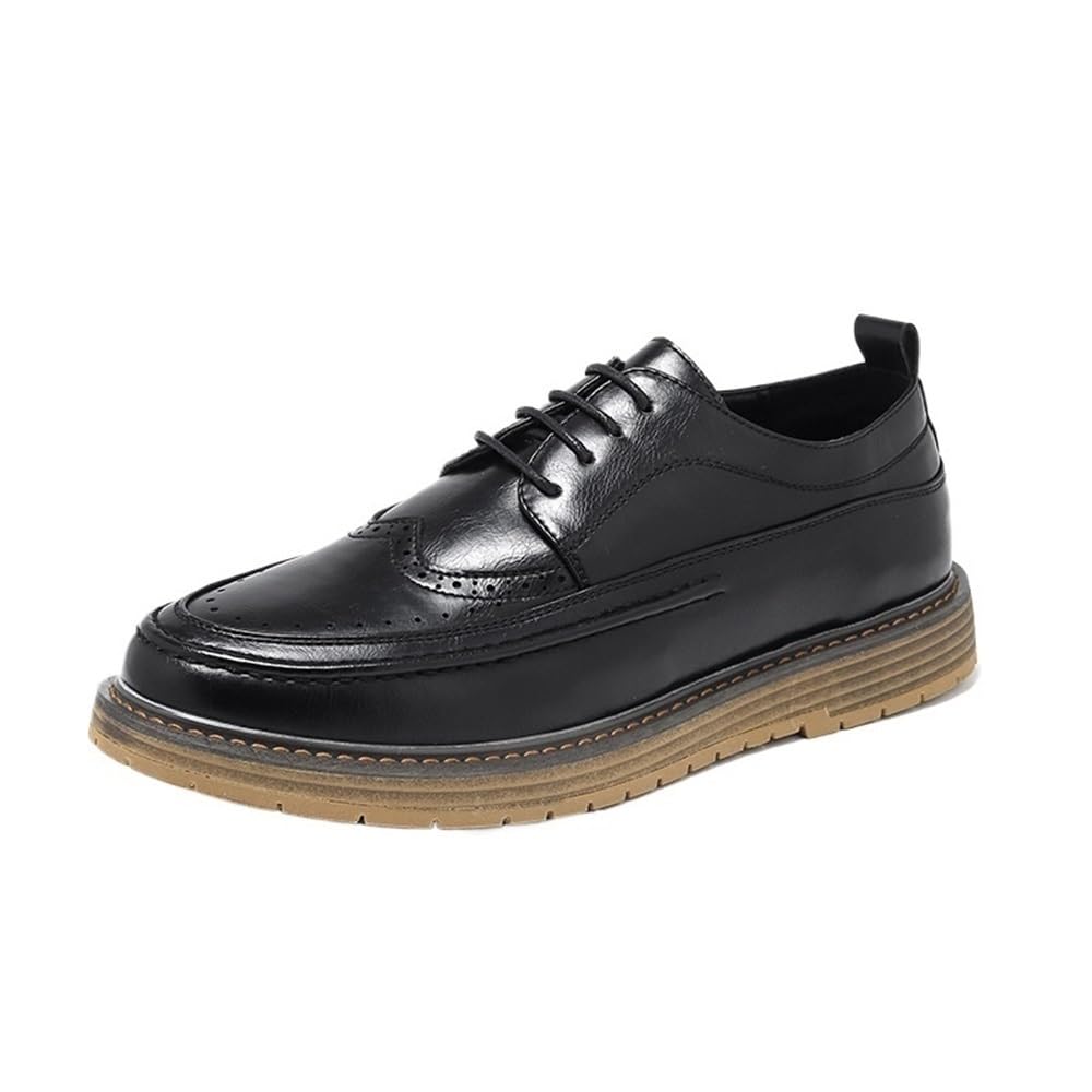Men Pointed Toe Oxford Shoes Brogue Wingtip British Style Business Casual Versatile Autumn Fall Trendy Professional Flats