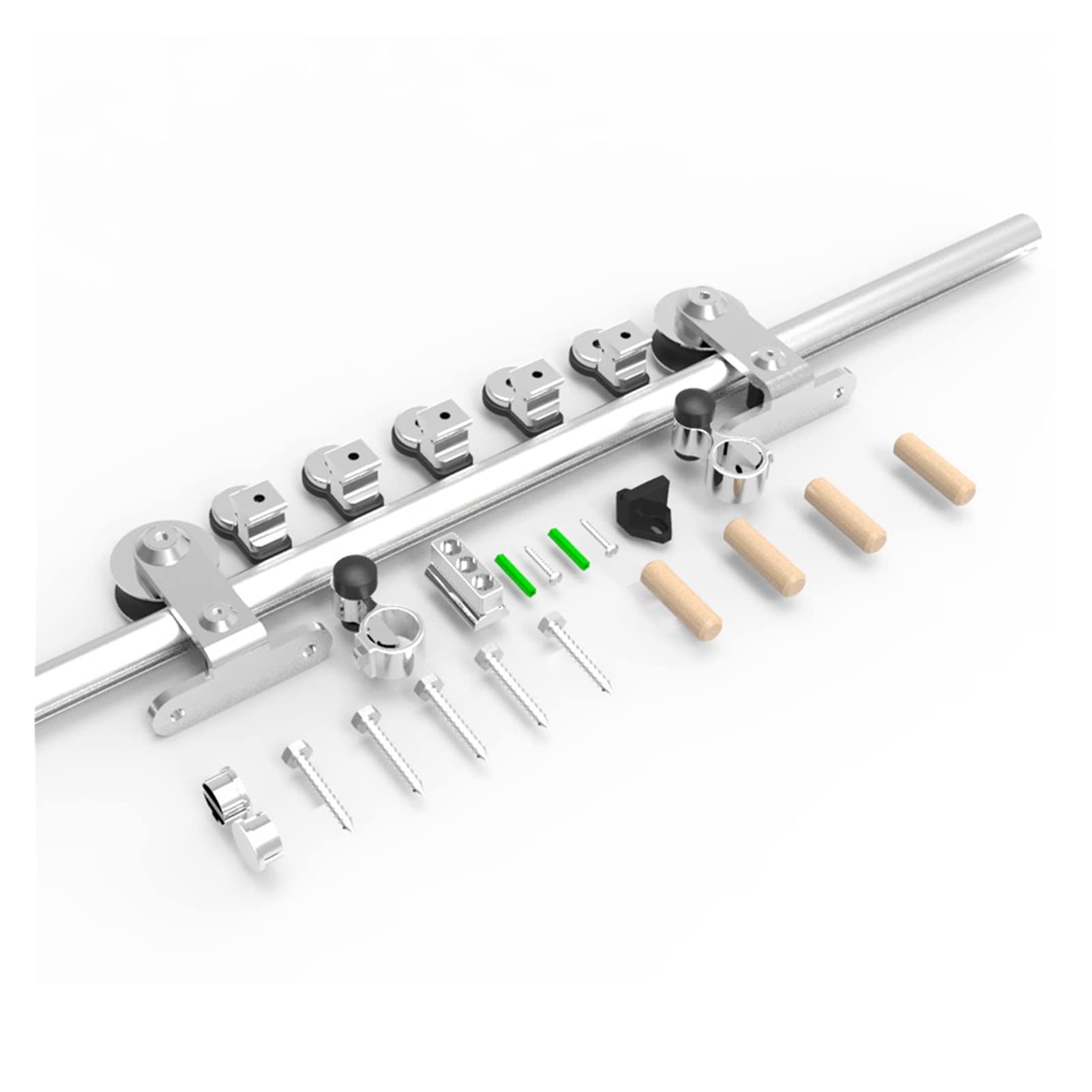 Sliding Door Hardware TSMST 4FT-8FT Stainless Steel Sliding Barn Door Hardware Kit 122cm-240cm Rail System Industrial Track T/Y/L Roller(T Roller,5.5FT 168cm)