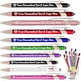 Ronbeaud Hasta 500 bolígrafos personalizados con lápiz capacitivo, bolígrafos personalizados con nombre de logotipo grabado, bolígrafos personalizados a granel para regalo de aniversario de graduación