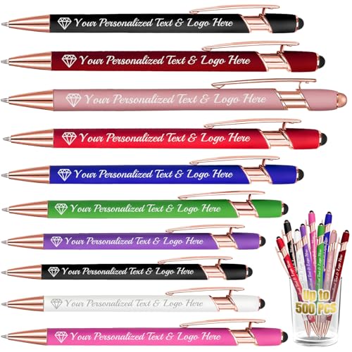 Ronbeaud Personalized Pens with Stylus, Custom Pens with Engraved Logo, Bulk for Business or...