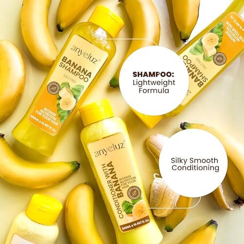 ANYELUZ Banana Hair Care Duo Set - Moisturizing Shampoo & Nourishing Conditioner, Natural Fruit-Infused Hydration & Repair for Dry, Damaged Hair