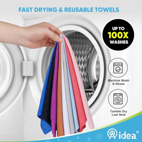 Image of Microfiber Cleaning Cloth Roll 20 Sheets (25 x 25 cm) | Reusable Tear Away Kitchen Cleaning Cloth | Highly Absorbent Lint Free Multipurpose Cleaning Rag Roll for Kitchen, Glass, Car & Home (Grey)