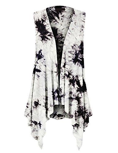 Image of Made By Johnny Women's Lightweight Sleeveless Cardigan - Draped Open Front Vest with Asymmetrical Hem