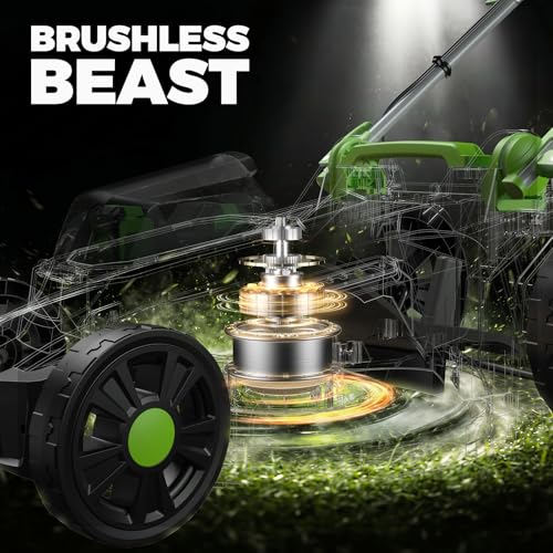 Image of 17 inch Cordless Lawn Mower, 40V Electric Lawnmower for Garden /Patio /Yard /Lawn | 2 x 20V 4.0Ah Battery, 17 inch Cutting Width, 6 Adjustable Height, 50L Grass Bag, Bagging Mode&Mulching Mode