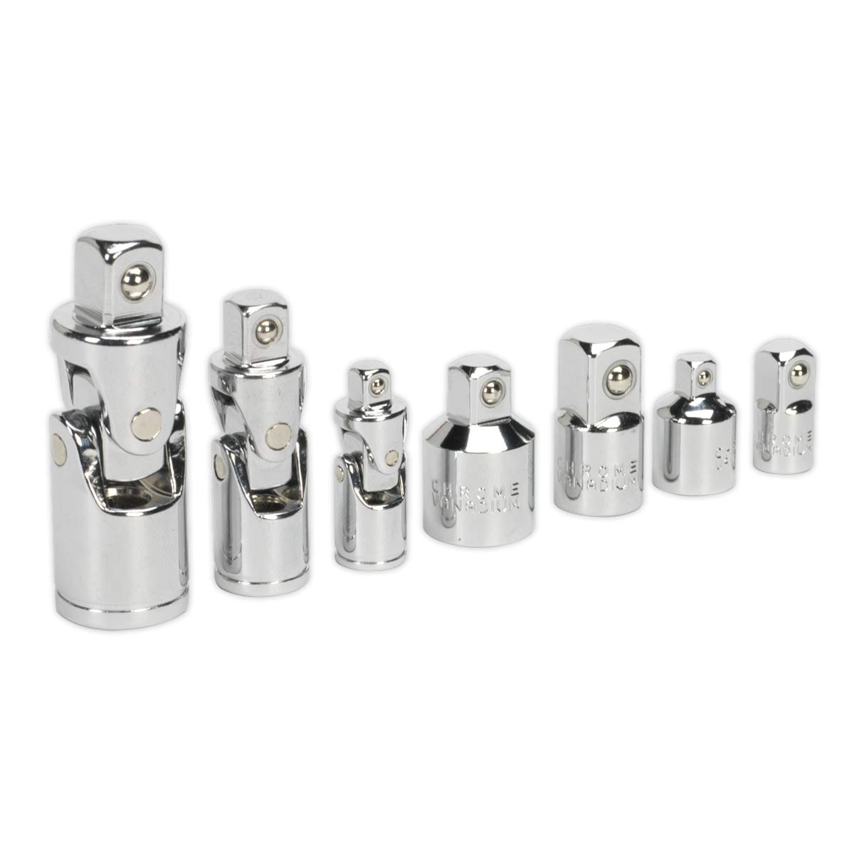 Sealey Universal Joint Socket Adaptor Set 7Pc 1/4" 3/8" 1/2" Square Drive Ak2737 from B&Q