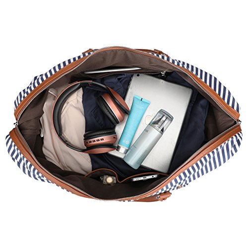 S-ZONE Women Travel Duffel Weekender Carryon Shoulder Tote Bag Canvas PU Leather